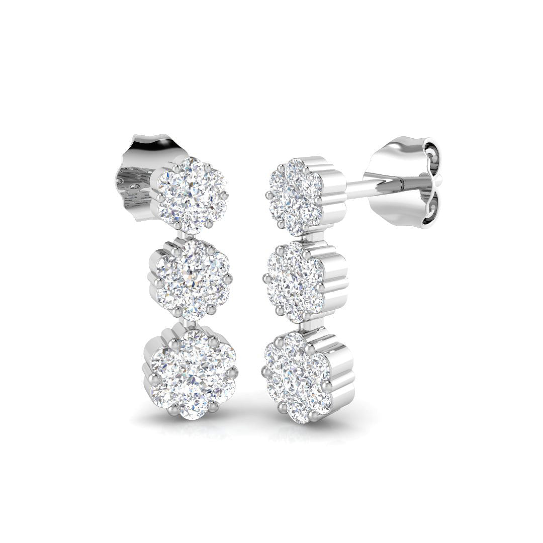 Ensoy Gold Drop & Trilogy Diamond Earrings - Elegant Luxury Jewelry
