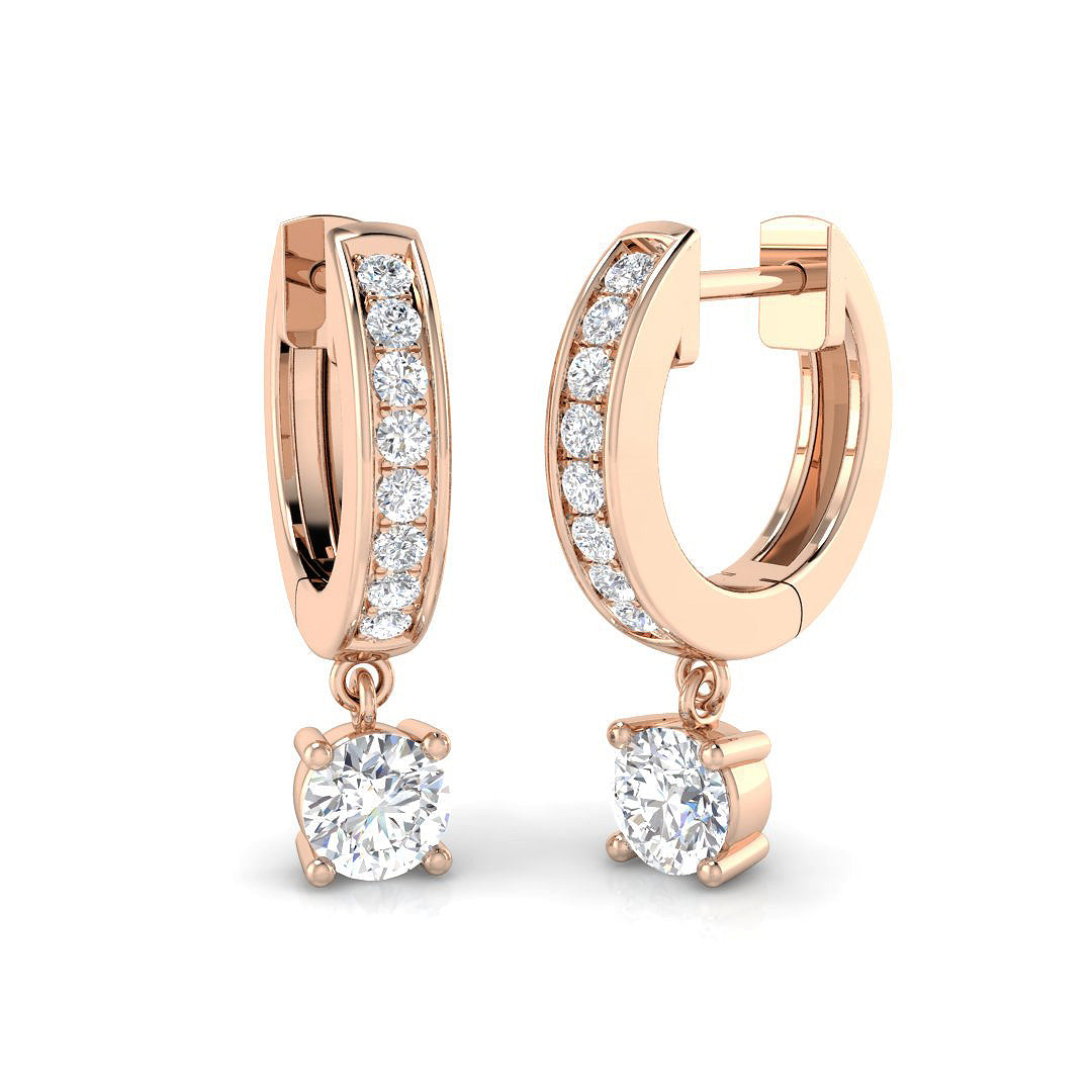 Sippy Luxury Gold Drop & Trilogy Diamond Earrings, Elegant Gemstone Jewelry