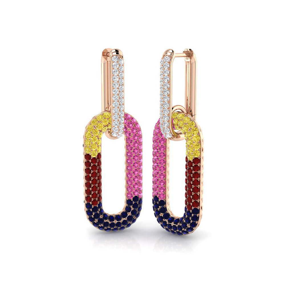 Hoop Earrings - Starry Luxury 3.5ct Multi-Gemstone Gold