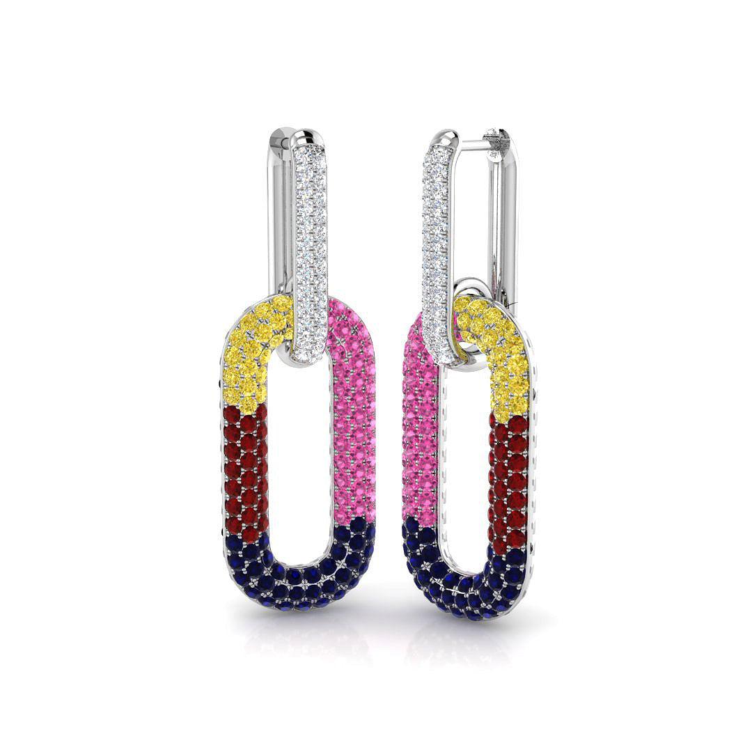 Hoop Earrings - Starry Luxury 3.5ct Multi-Gemstone Gold