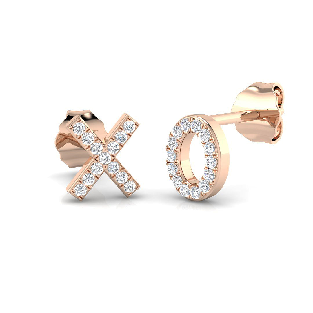 Charming 0.10 Ct Diamond XO Hugs and Kisses Stud Earrings for Women