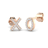 Charming 0.10 Ct Diamond XO Hugs and Kisses Stud Earrings for Women