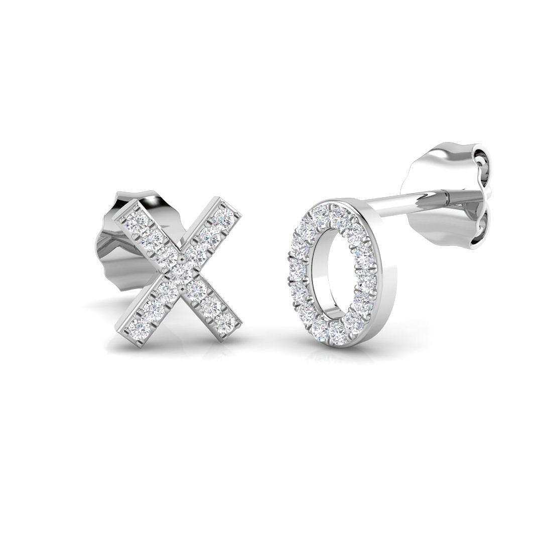 0.07ct Natural Diamond Round Cut Stud Earrings in 9K White Gold