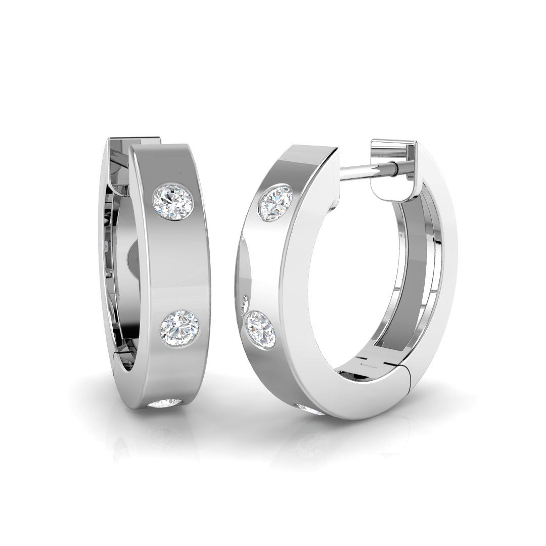 0.20 Carat D-E/VS Lab Grown Diamond Hoops Earring 9k White Gold Ready To Ship