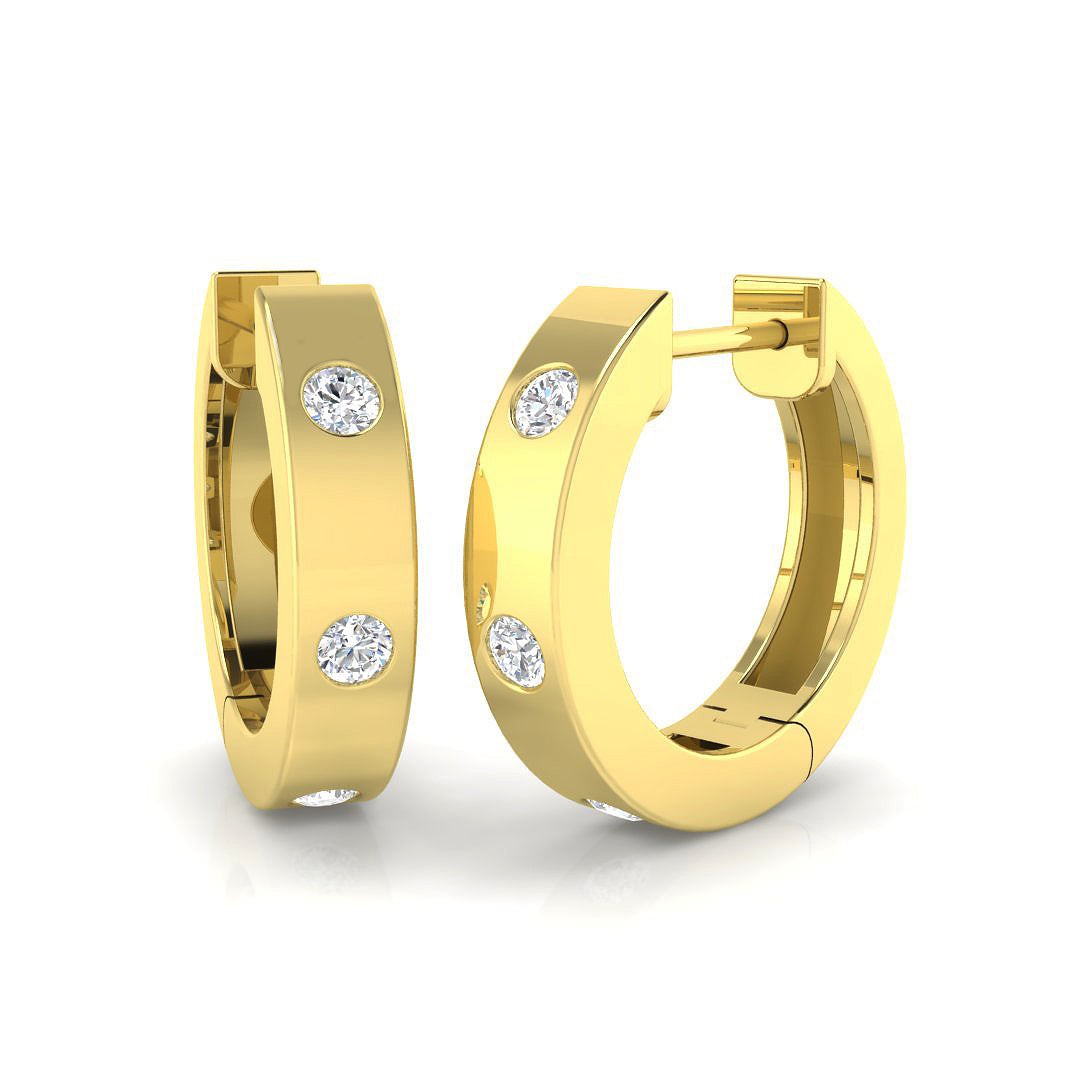 9ct Yellow Gold 0.19ct Lab Grown Diamond Hoops Earrings
