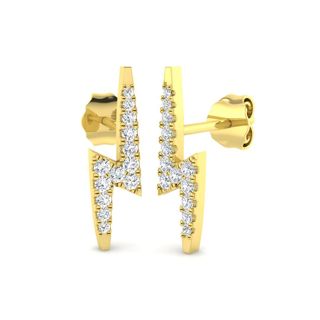 0.17ct Natural Diamond Round Cut Stud Earrings in 9K Yellow Gold