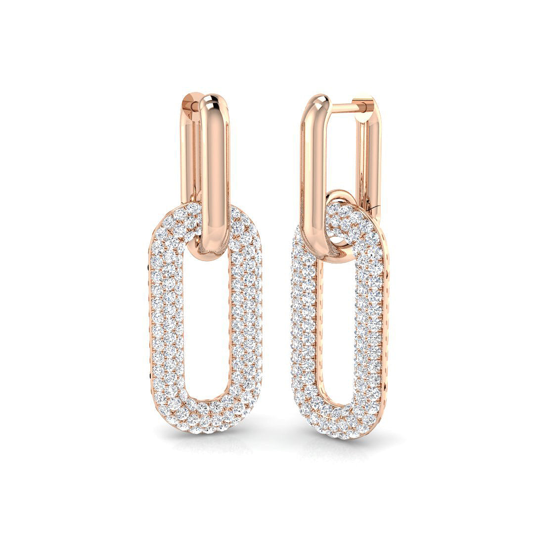 Spunky Gold Drop & Trilogy Diamond Earrings - 1.5ct to 2.5ct Luxury
