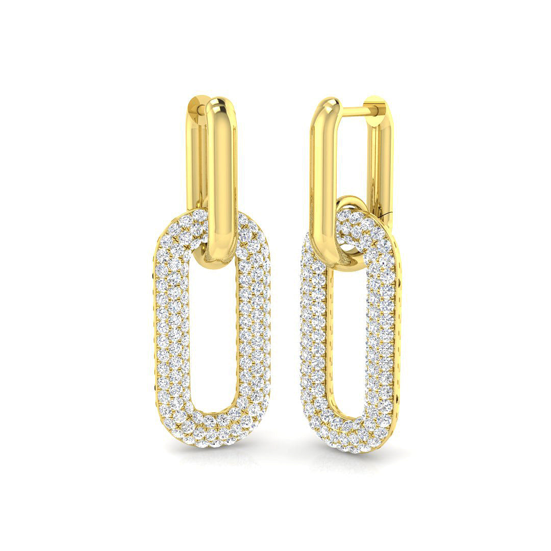 Spunky Gold Drop & Trilogy Diamond Earrings - 1.5ct to 2.5ct Luxury