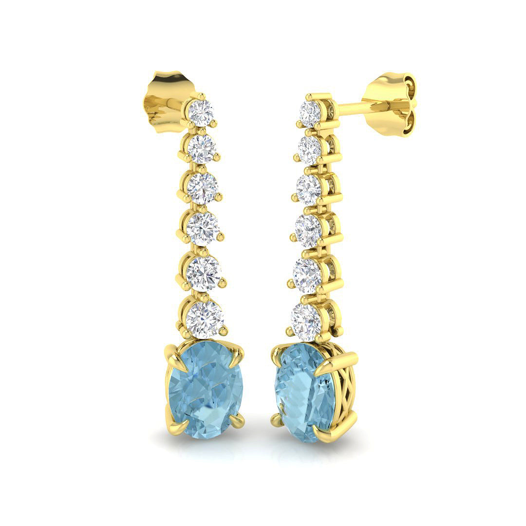 Tatty Aquamarine & Gold Luxury Diamond Earrings - 3ct to 8ct Elegance