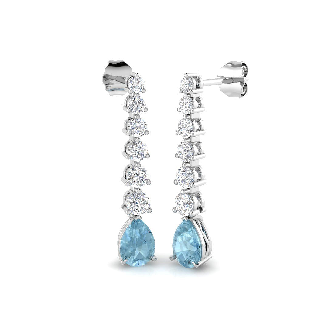 "Teeny Aquamarine Gold Diamond Earrings - Luxury 1.75ct to 5ct Delight"