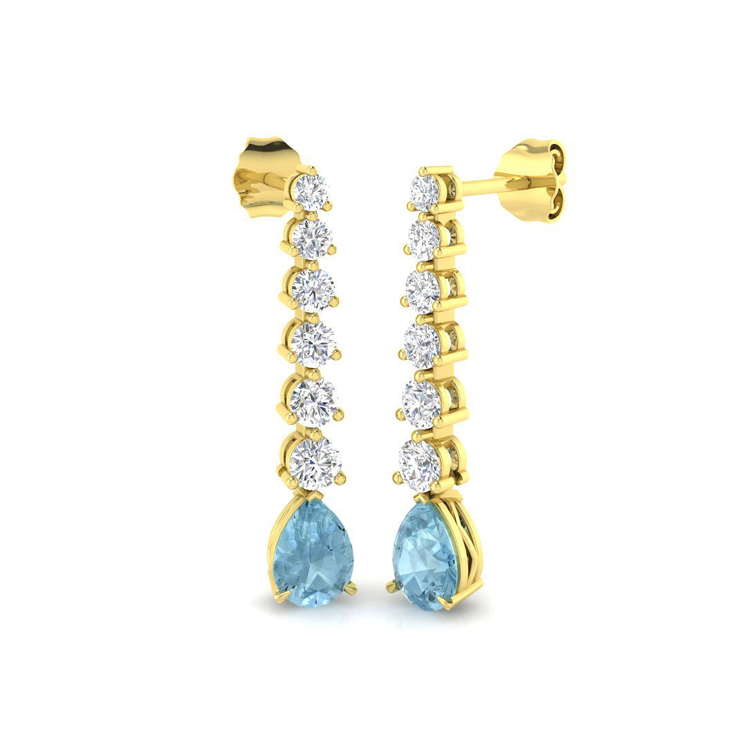 "Teeny Aquamarine Gold Diamond Earrings - Luxury 1.75ct to 5ct Delight"