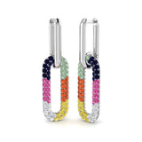 Vibrant 3.0Ct Rainbow Gemstone Paperclip Link Drop Earrings