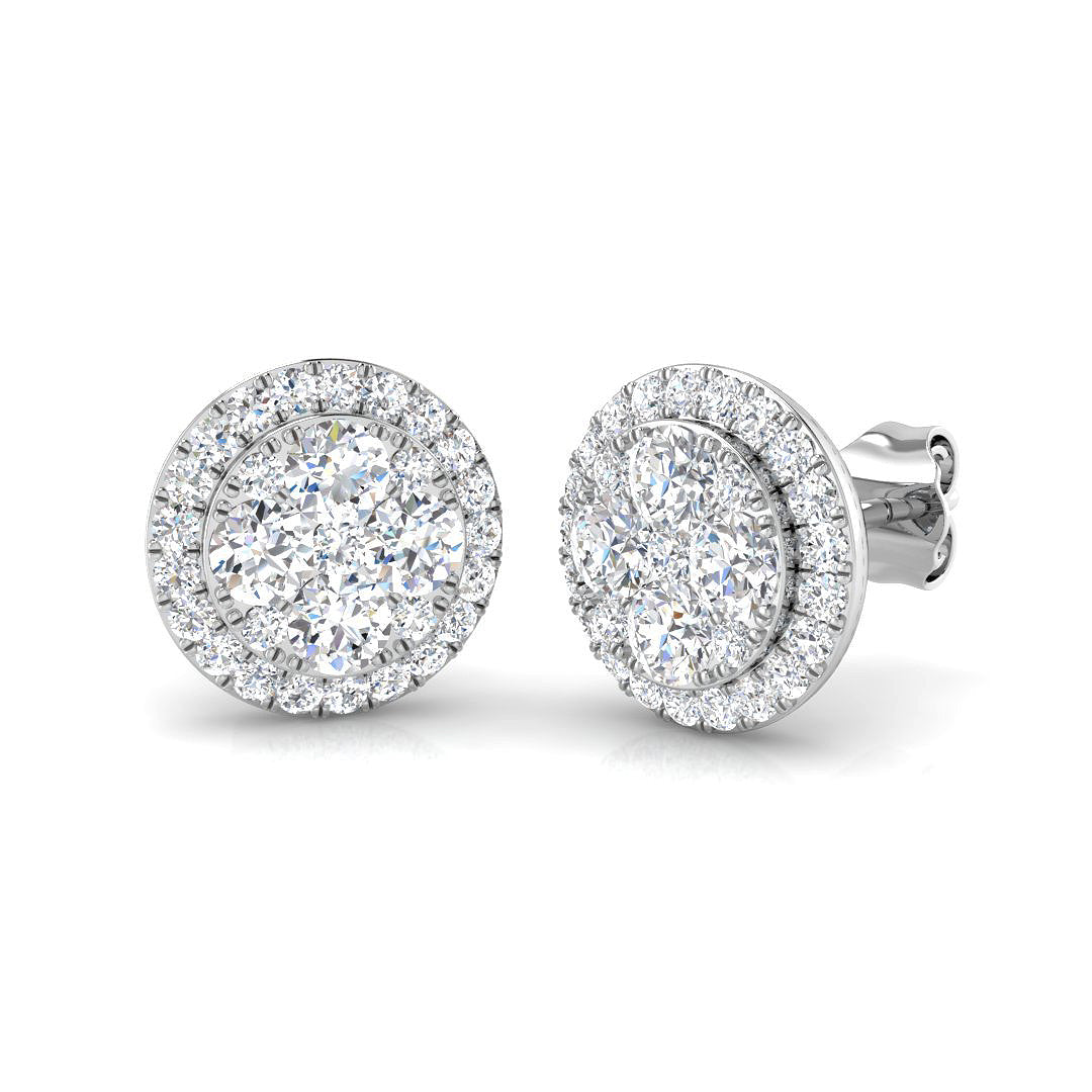 1.1 Carat D-E/VS Lab Grown Diamond Cluster Earring 9k White Gold Ready To Ship