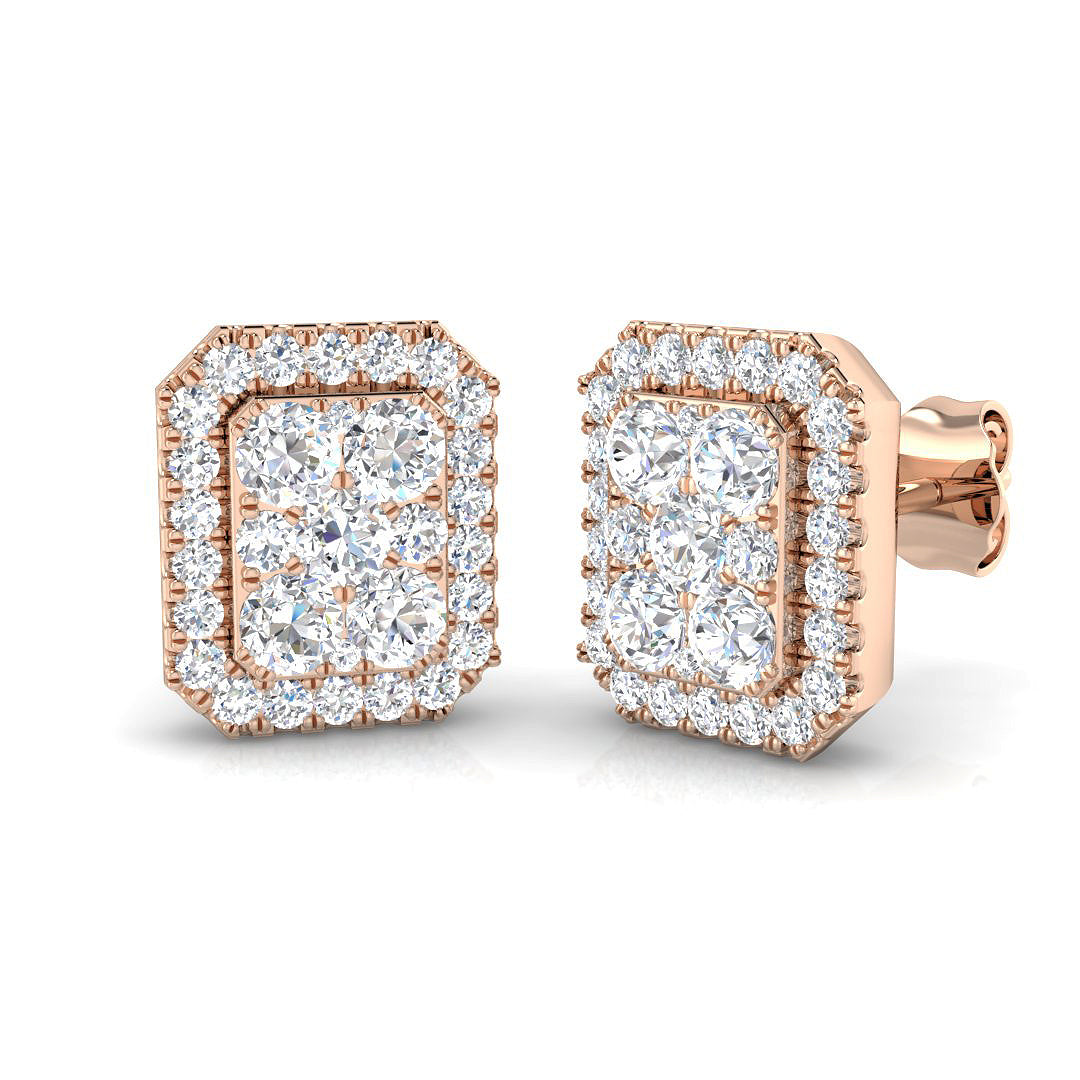 "Carla Gold Cluster Diamond Earrings 1ct-2ct - Elegant Luxury Jewelry"