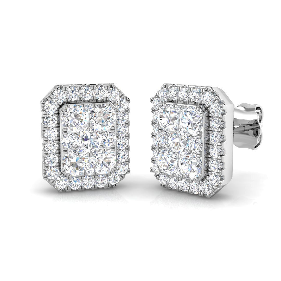 Carla Gold Cluster Diamond Earrings 1ct-2ct - Elegant Luxury Jewelry