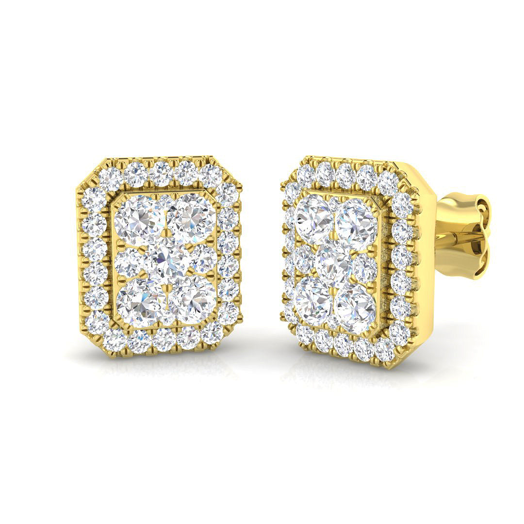 Carla Gold Cluster Diamond Earrings 1ct-2ct - Elegant Luxury Jewelry