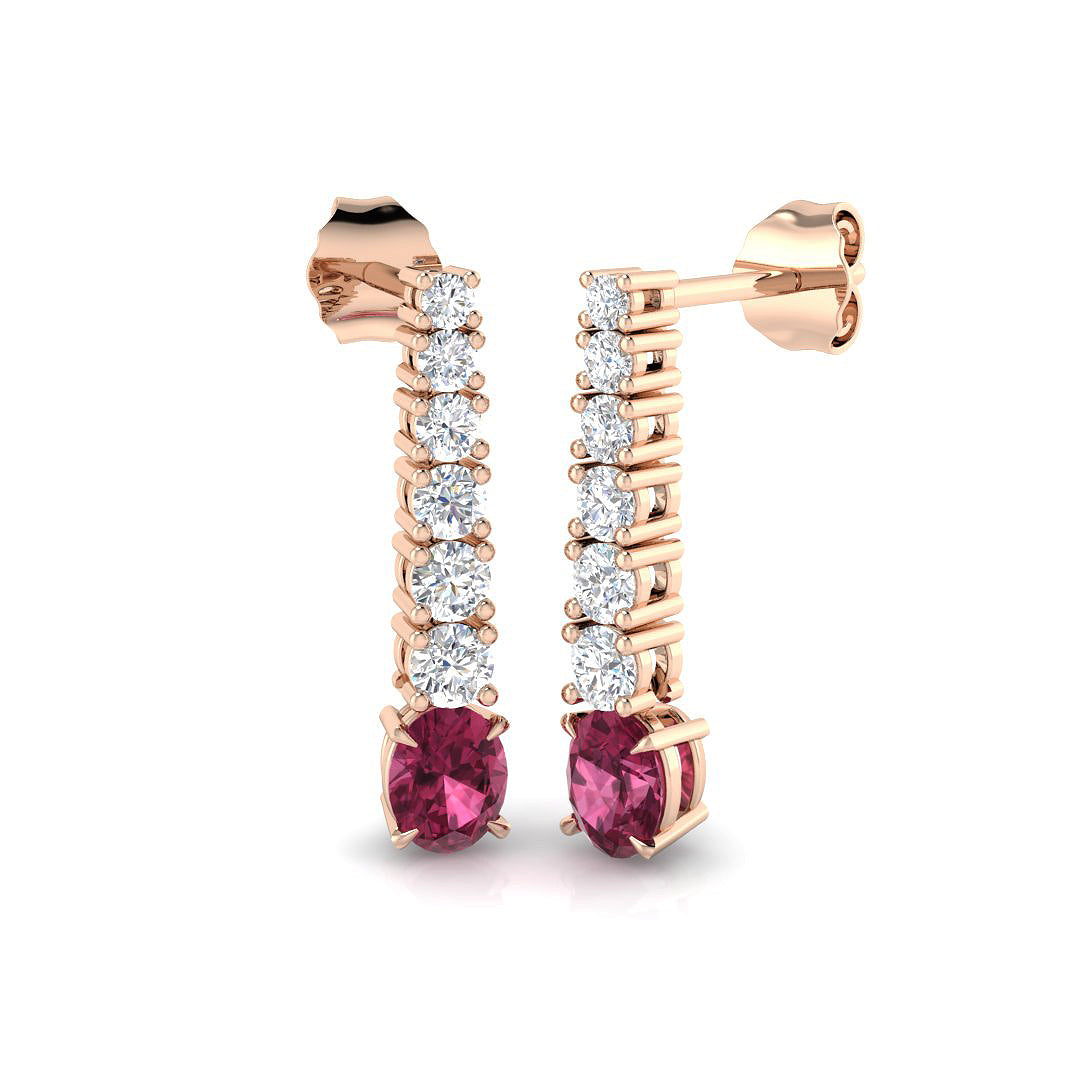 Tammy Pink Tourmaline Gold Earrings - Luxury 1.25-2ct Diamond Jewelry