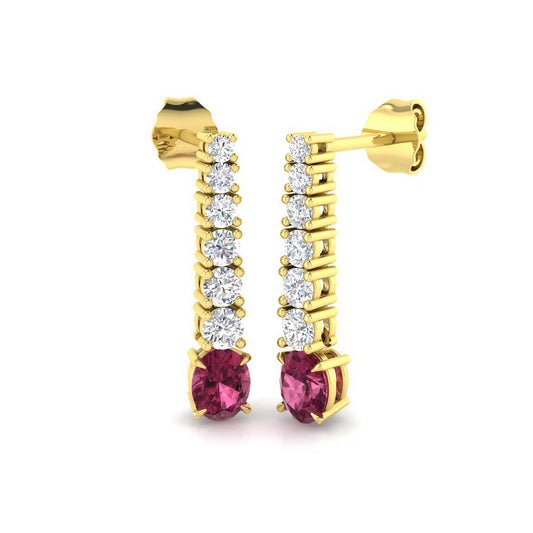 Tammy Pink Tourmaline Gold Earrings - Luxury 1.25-2ct Diamond Jewelry