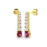 Tammy Pink Tourmaline Gold Earrings - Luxury 1.25-2ct Diamond Jewelry