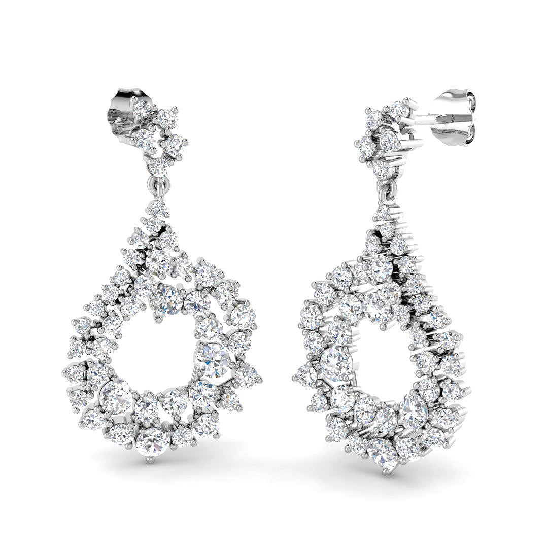 Luvly 3ct Gold Drop & Trilogy Diamond Earrings - Luxury Jewelry