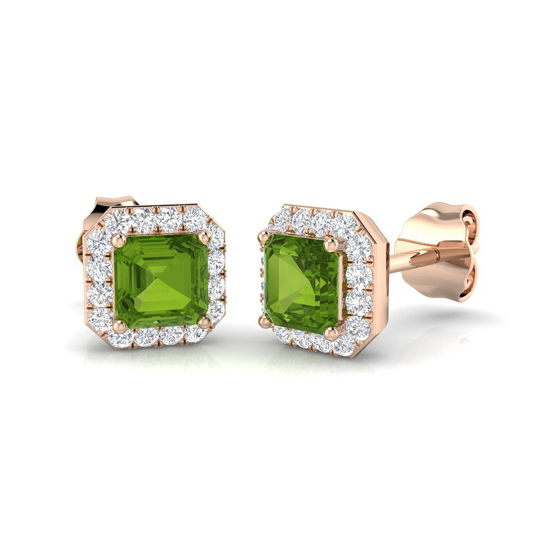 Halo Stud Earrings - 1.00 Carat Bibi Green Sapphire
