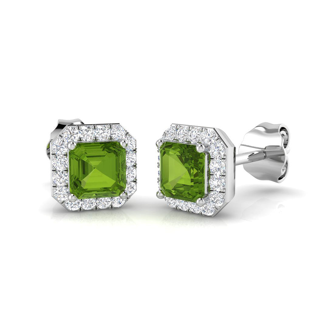 Halo Stud Earrings - 1.00 Carat Bibi Green Sapphire