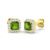 Halo Stud Earrings - 1.00 Carat Bibi Green Sapphire