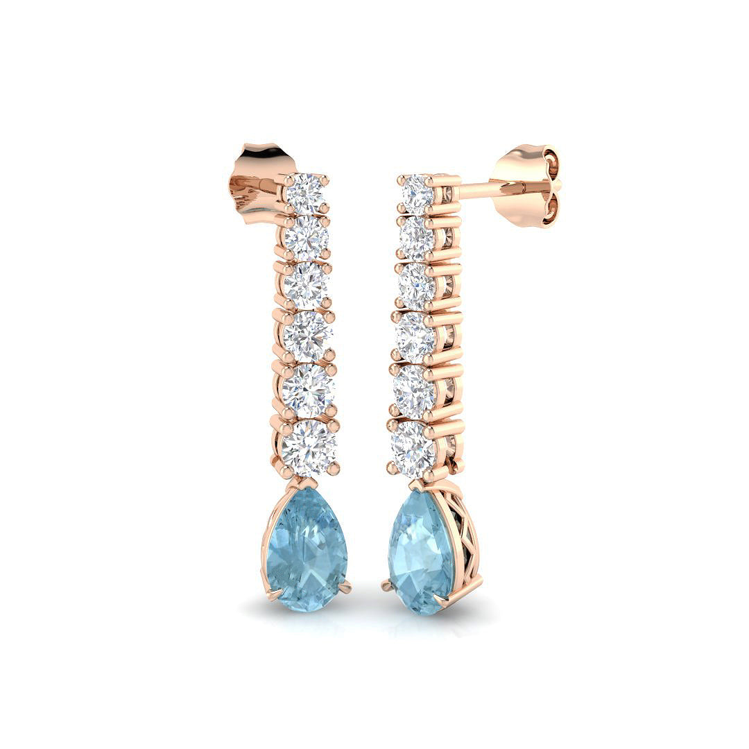 "Elegant Tiddy Aquamarine Diamond Earrings in Gold | Luxury 3-5ct"