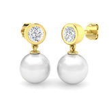Cyril Luxury 10ct Gold Pearl Diamond Earrings - Elegant Jewelry Gift
