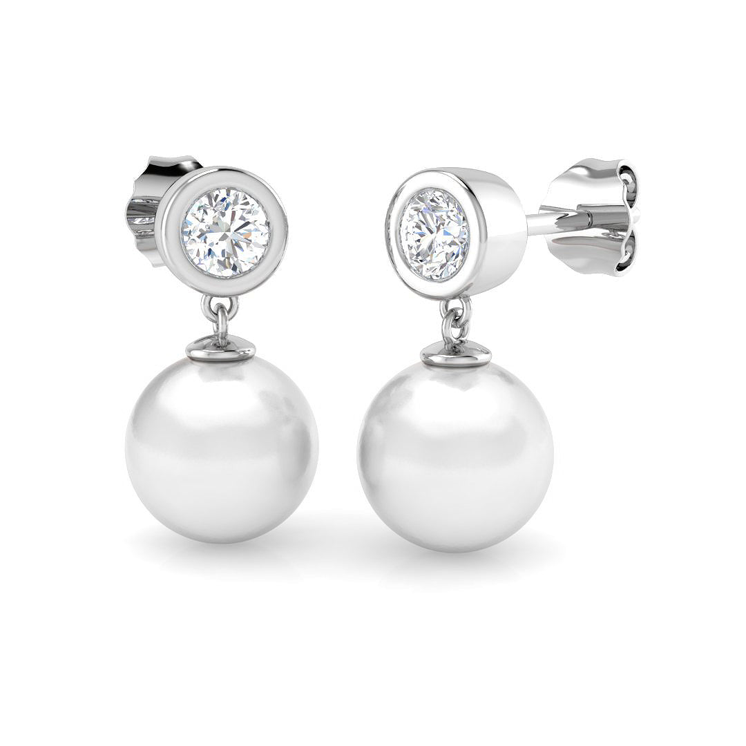 Colby 8ct Gold Pearl Diamond Earrings - Luxurious Designer Jewelry