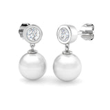 Colby 8ct Gold Pearl Diamond Earrings - Luxurious Designer Jewelry
