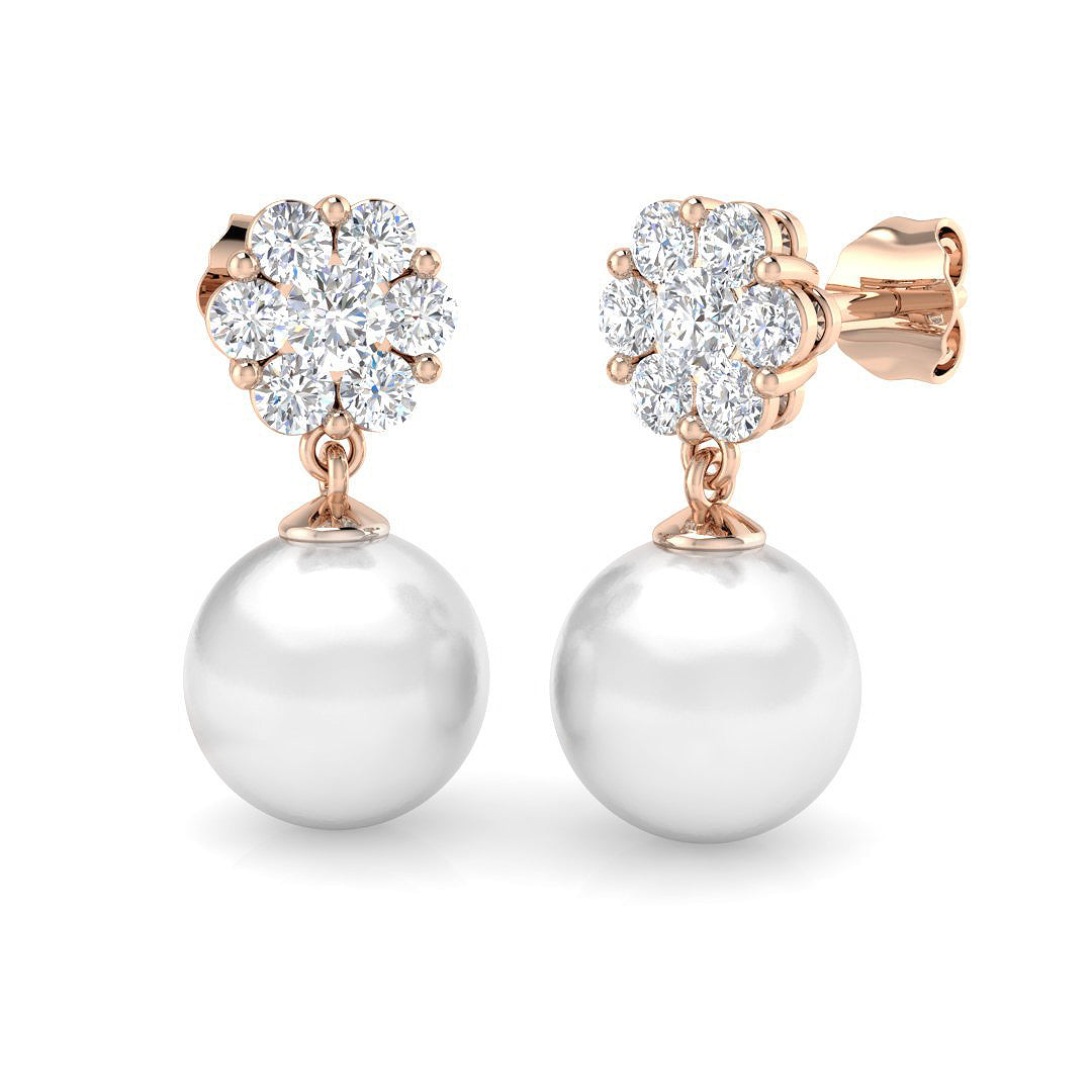 "Digby Pearl Gold Earrings with 10.5ct Luxury Diamonds"