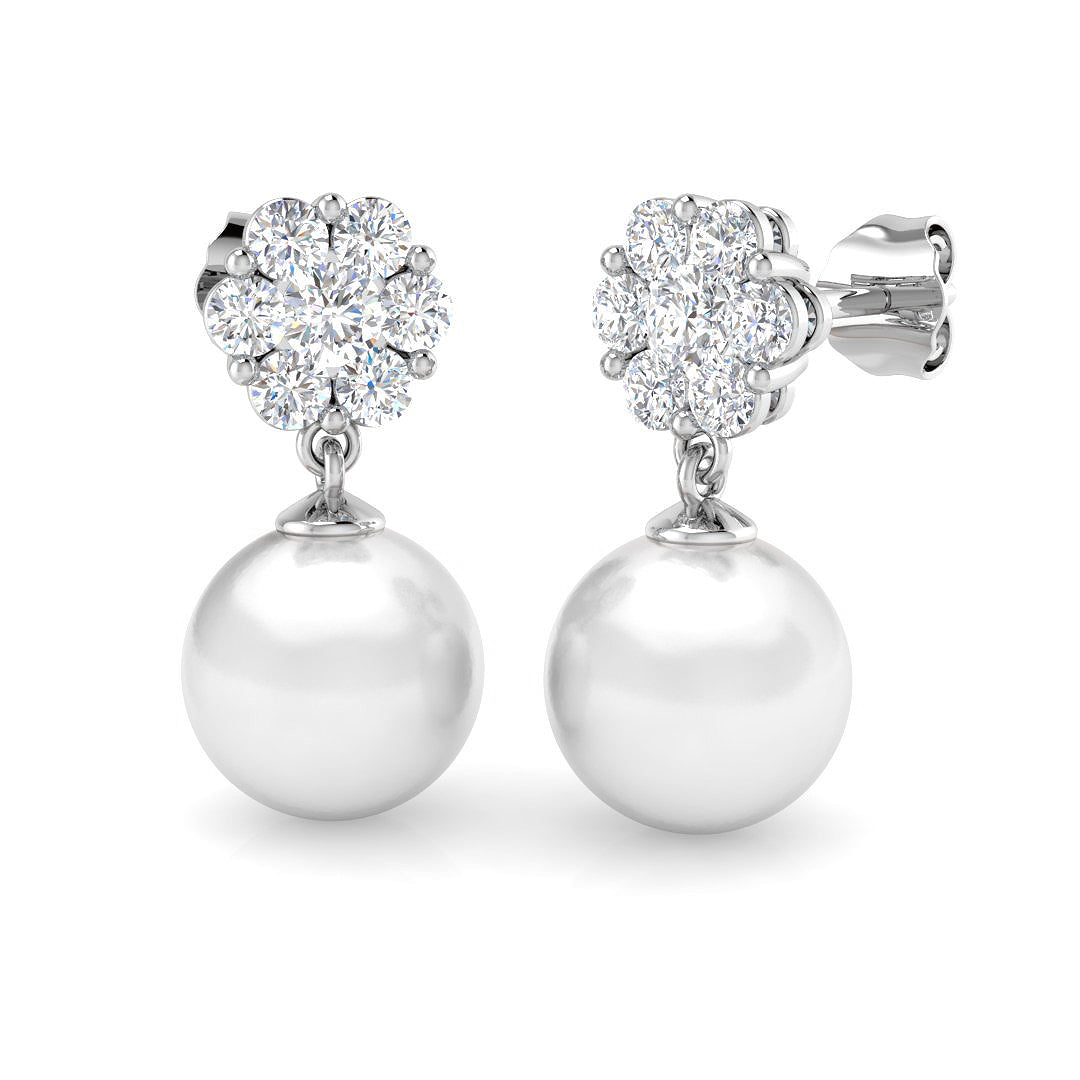 "Digby Pearl Gold Earrings with 10.5ct Luxury Diamonds"