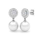 Cyrus Pearl Gold Earrings with 10.5ct Luxury Diamonds for Elegance