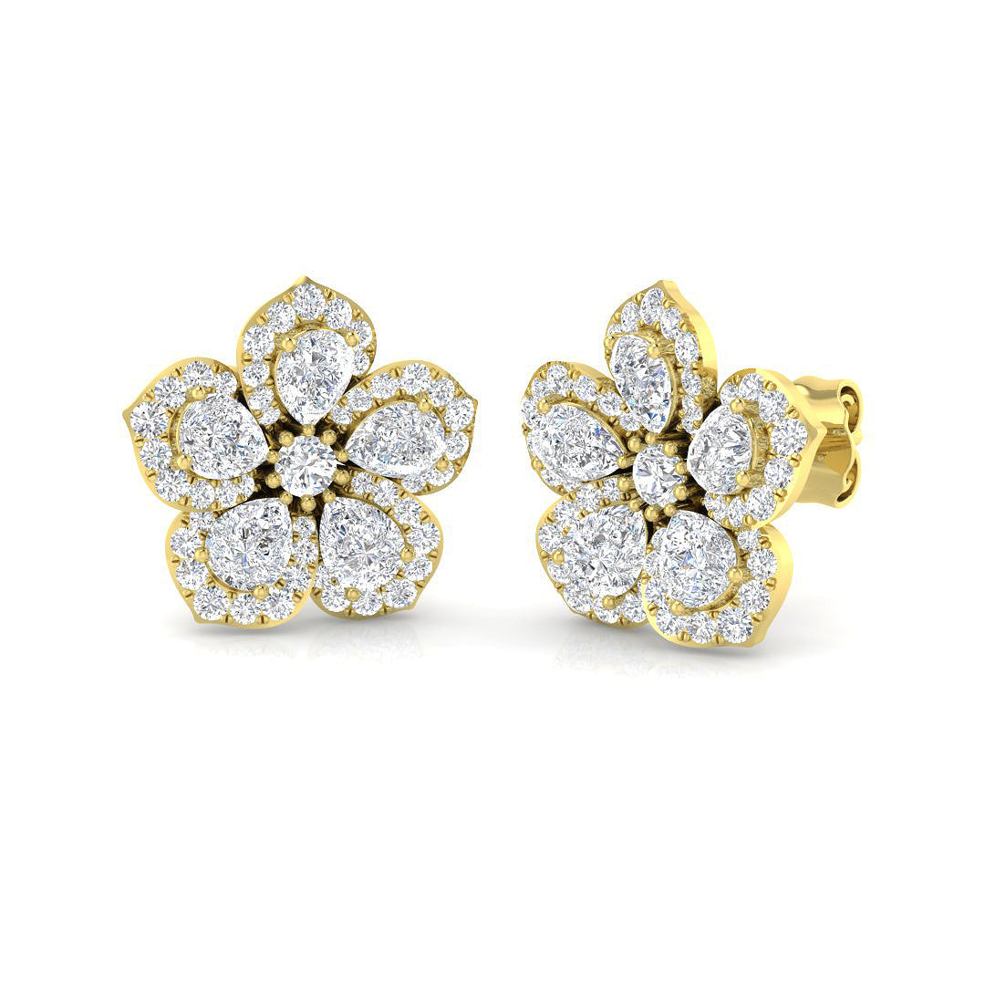 Toppy 1.5ct-2ct Gold Diamond Earrings | Elegant Gold Jewelry Design