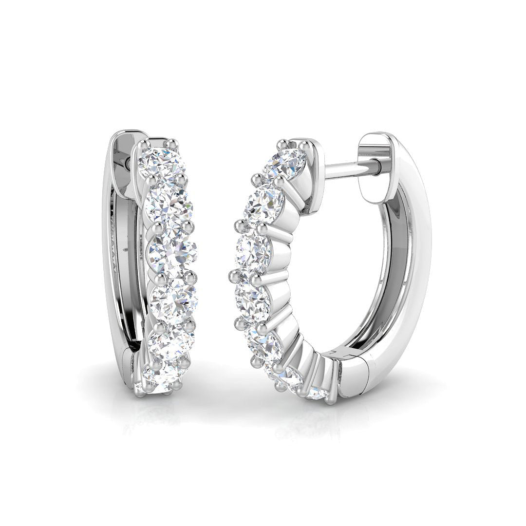 0.80 Carat D-E/VS Lab Grown Diamond Hoops Earring 9k White Gold Ready To Ship