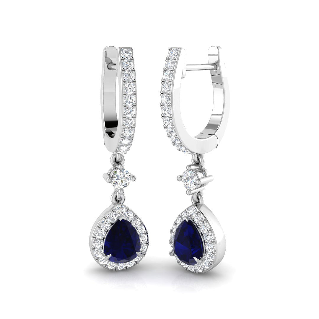 Hoop Earrings - Tinky Luxury 1.25ct Blue Sapphire Gold