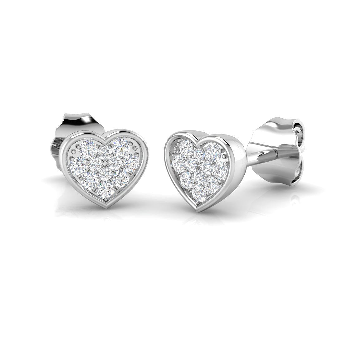 0.11ct Natural Diamond Round Cut Stud Earrings in 9K White Gold