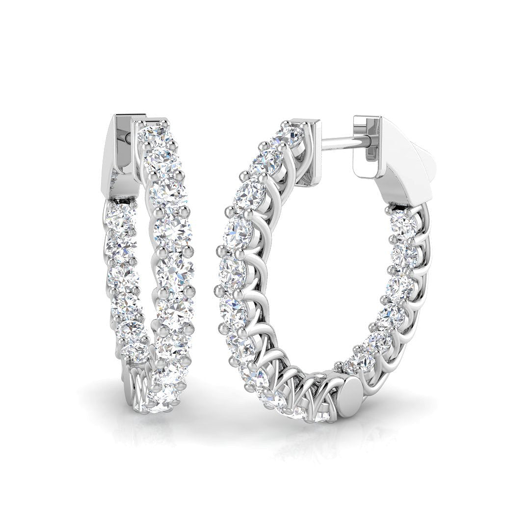 1.38ct Natural Diamond Round Cut Stud Earrings in 18K White Gold