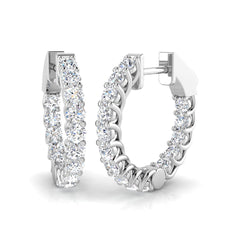 1.3 Carat D-E/VS Lab Grown Diamond Hoops Earring 9k White Gold Ready To Ship