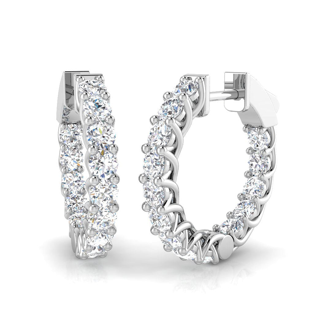 2.06ct Natural Diamond Round Cut Stud Earrings in 18K White Gold