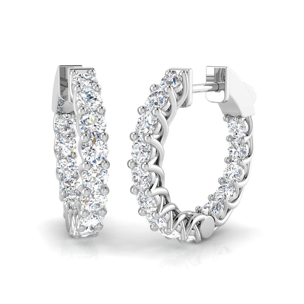 2.06ct Natural Diamond Round Cut Stud Earrings in 18K White Gold