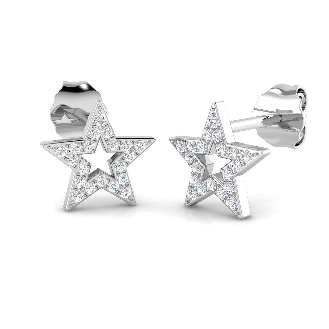 0.12ct Natural Diamond Round Cut Stud Earrings in 9K White Gold