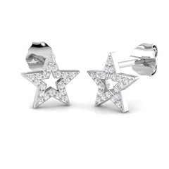 0.12ct Natural Diamond Round Cut Stud Earrings in 9K White Gold