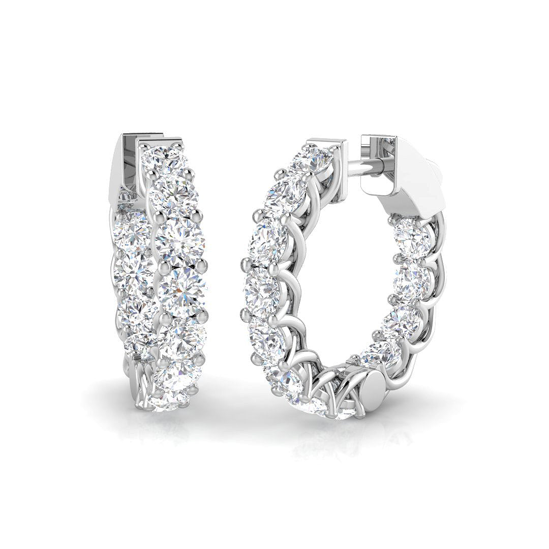 3.6 Carat D-E/VS Lab Grown Diamond Hoops Earring 9k White Gold Ready To Ship