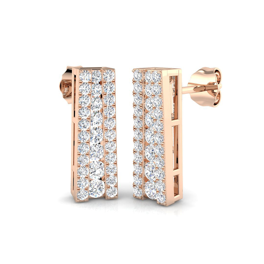 Tonky 1ct Gold Diamond Shape Earrings - Luxury Elegant Jewelry