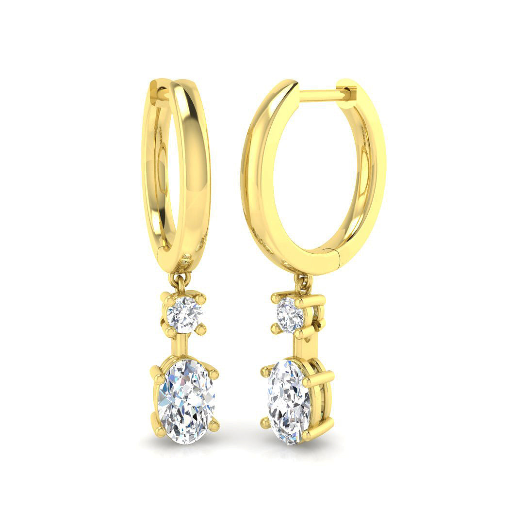 Lussy Luxury Gold Drop Trilogy Diamond Earrings - 0.5ct to 1ct Elegance