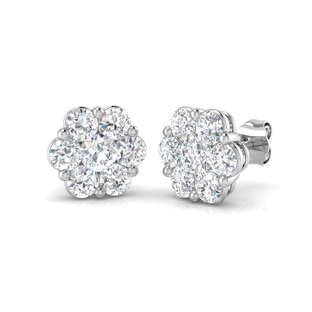 1.98ct Lab Diamond Round Cut Stud Earrings in 9K White Gold