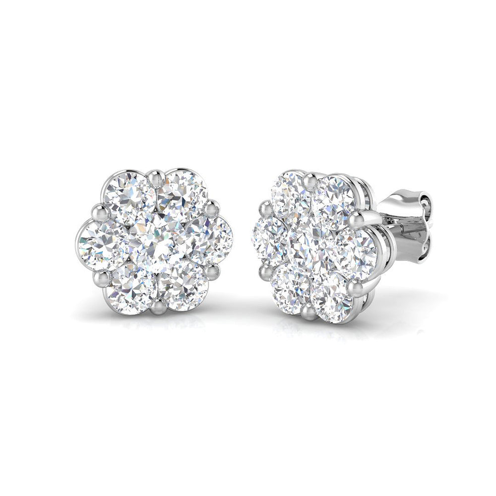 1.98ct Lab Diamond Round Cut Stud Earrings in 9K White Gold