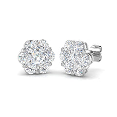 2 Carat D-E/VS Lab Grown Diamond Cluster Earring 9k White Gold Ready To Ship